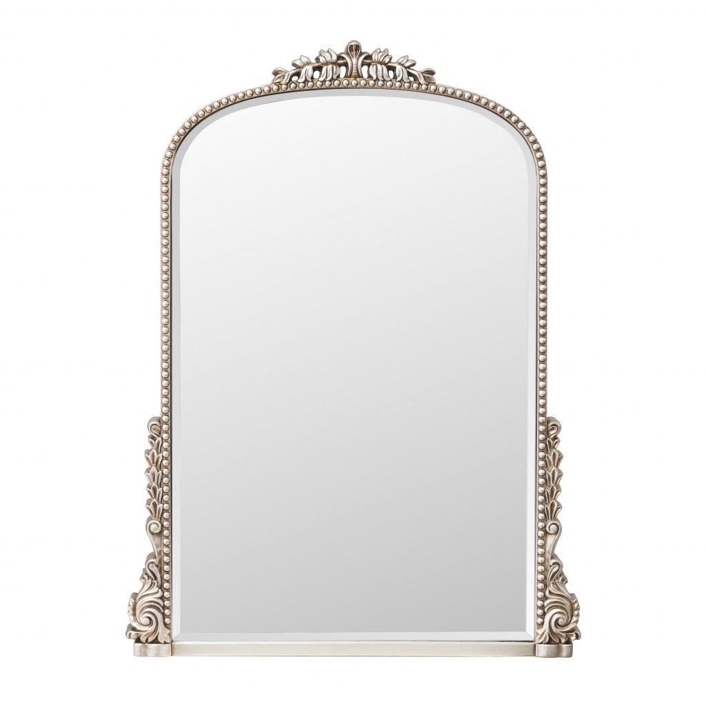 Homeroots - 34" Silver Baroque Arch Ornate Framed Accent Mirror