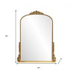 Homeroots - 34" Antiqued Gold Wood Baroque Arch Framed Accent Mirror - Image 9