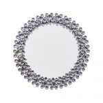 Homeroots - 20" Silver Round Faux Crystal Bling Framed Accent Mirror