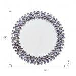 Homeroots - 20" Silver Round Faux Crystal Bling Framed Accent Mirror - Image 6