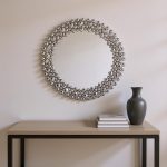 Homeroots - 20" Silver Round Faux Crystal Bling Framed Accent Mirror - Image 2