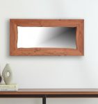 Homeroots - 24" Brown Solid Wood Freestanding and Wall Mount Accent Mirror