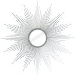 Homeroots - 32" Silver Metal Sunburst Geometric Framed Accent Mirror