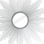 Homeroots - 32" Silver Metal Sunburst Geometric Framed Accent Mirror - Image 3