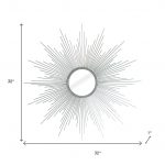 Homeroots - 32" Silver Metal Sunburst Geometric Framed Accent Mirror - Image 4