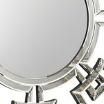 Homeroots - 32" Silver Glass Round Art Deco Geo Framed Accent Mirror - Image 4