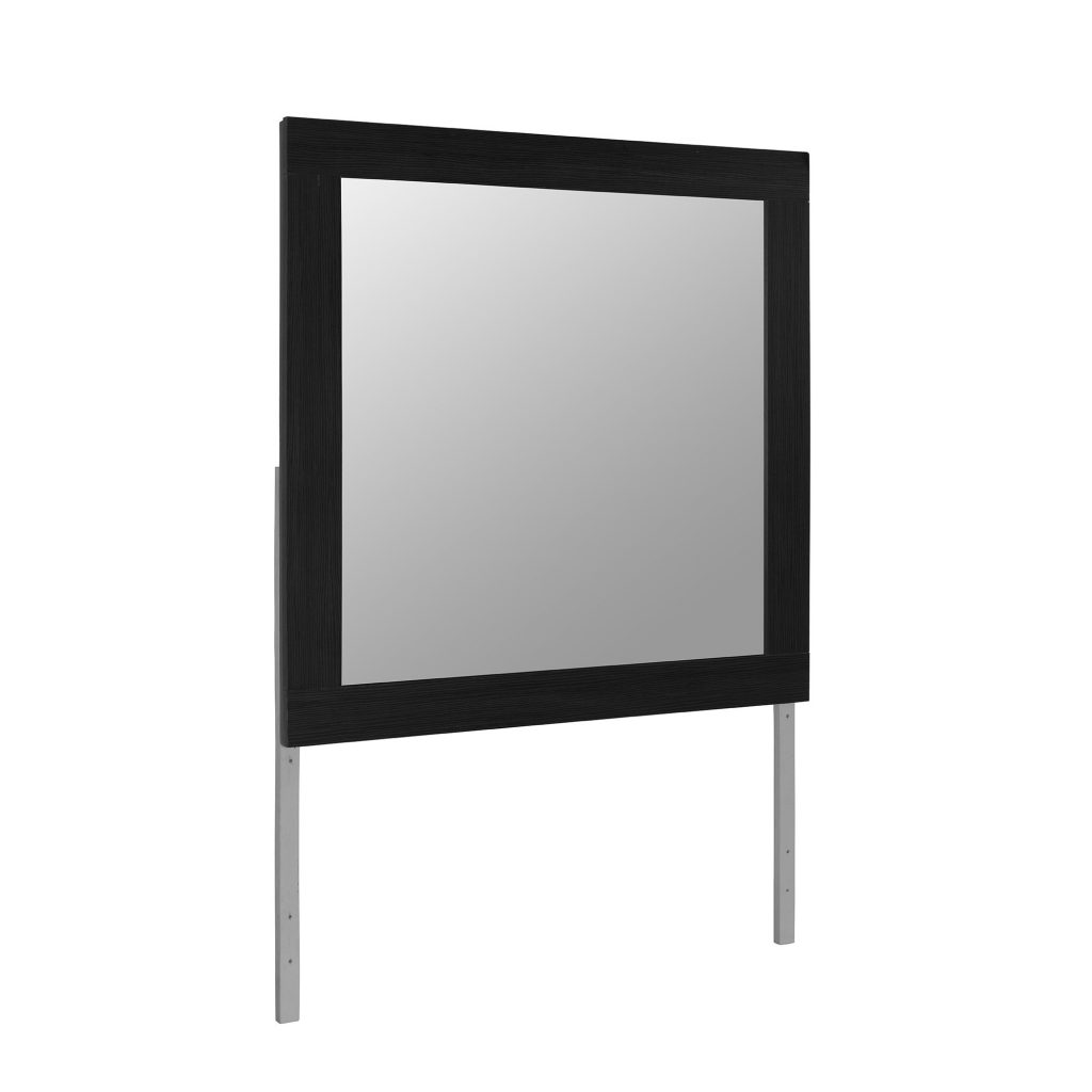 Homeroots - 35" Black Wood Square Mounted Framed Dresser Mirror