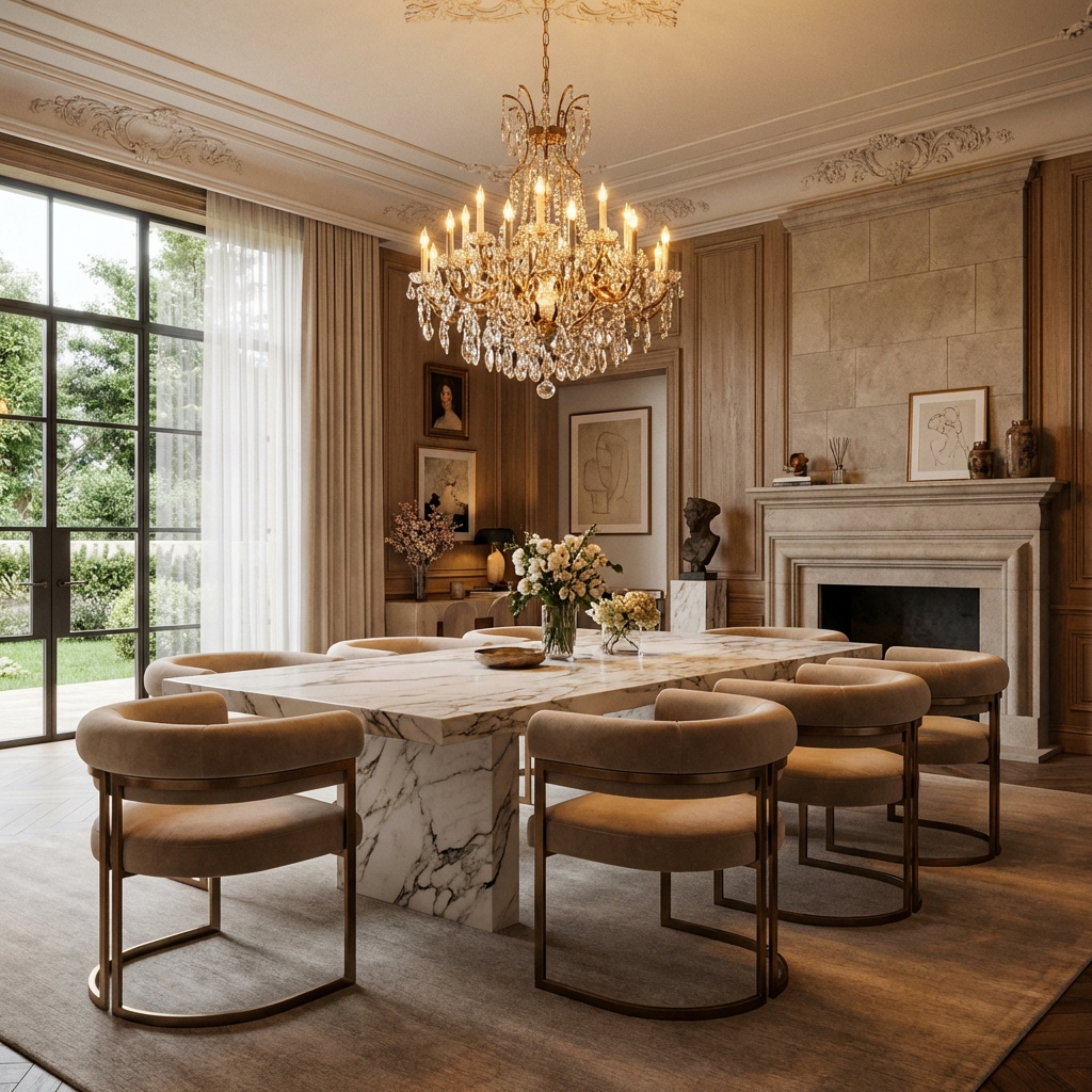 Luxury dining room with curated furnishings