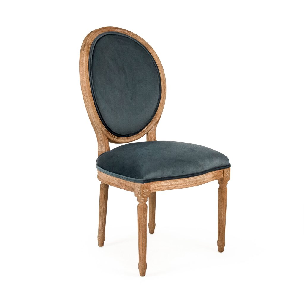 Zentique - Teal Velvet Medallion Side Chair