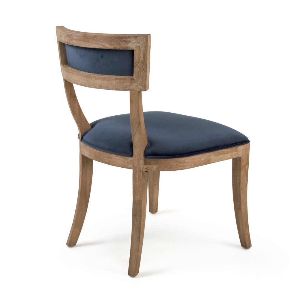 Zentique - Blue Velvet Carvell Side Chair