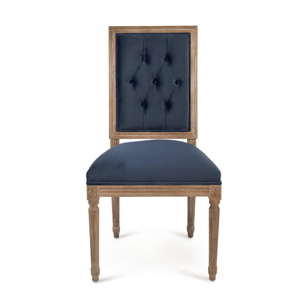 Zentique - Blue Velvet Louis Side Chair