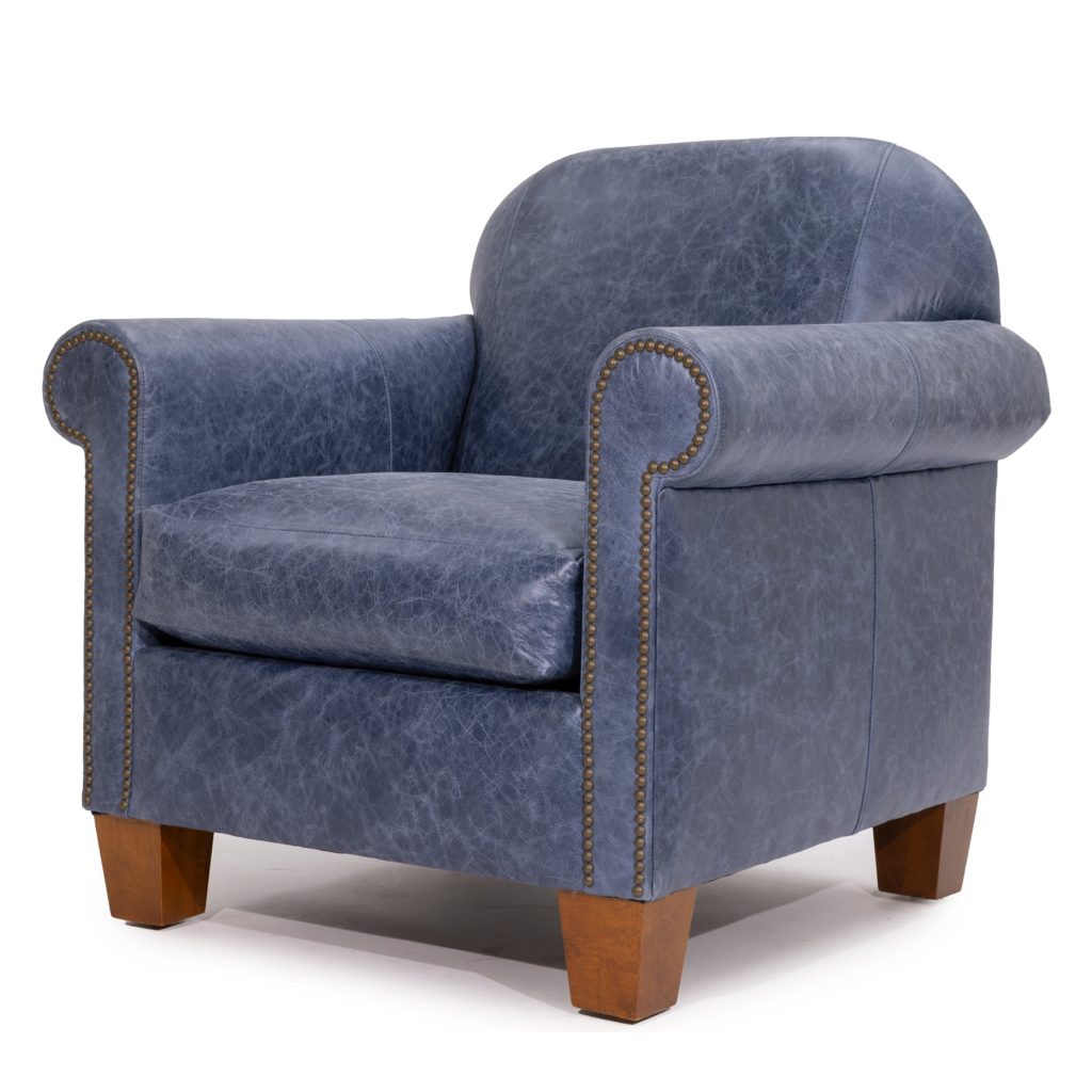 Zentique - Hamilton Arm Chair Denim Top Grain Leather