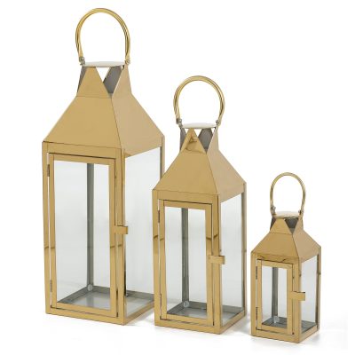 Camille Metal Glass Lantern Set of 3