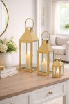 Camille Metal Glass Lantern Set of 3