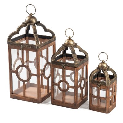 Château Grove Wood & Metal Lantern Set of 3