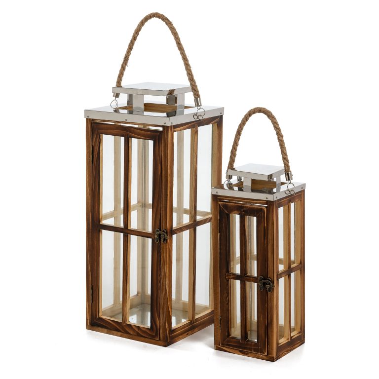 Harbor Ridge Wood & Metal Lantern Set of 2
