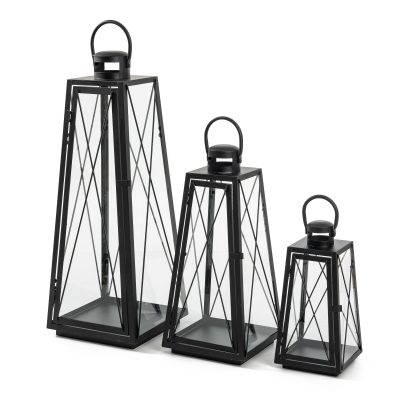 Bastion Tall Iron Lantern Set of 3