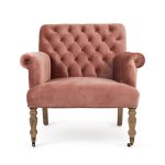 Zentique - Rose Velvet Lorraine Tufted Arm Chair