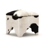 Zentique - Cow Hide Stool ZEN007 Cow BW