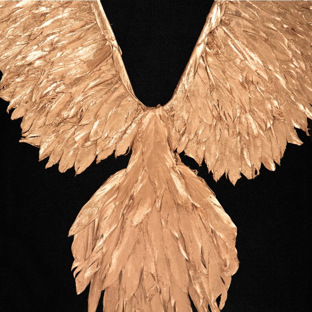 Abstract Gold Leaf Feather Bird Acrylic Wall Art