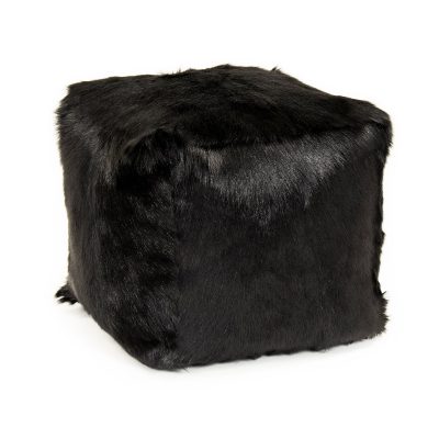 Zentique - 22" x 22" Tibetan Black Goat Fur Pouf