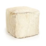 Zentique - 22" x 22" Tibetan Ivory Goat Fur Pouf