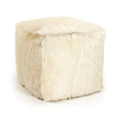 Zentique - 22" x 22" Tibetan Ivory Goat Fur Pouf