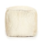 Zentique - 22" x 22" Tibetan Ivory Goat Fur Pouf