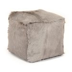 Zentique - 22" x 22" Tibetan Light Grey Goat Fur Pouf