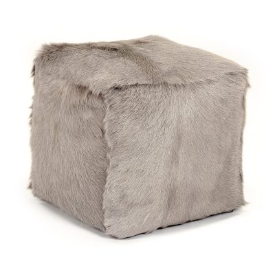 Zentique - 22" x 22" Tibetan Light Grey Goat Fur Pouf