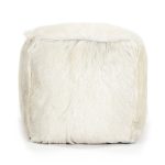 Zentique - 22" x 22" Tibetan White Goat Fur Pouf