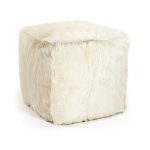 Zentique - 22" x 22" Tibetan White Goat Fur Pouf