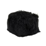 Zentique - 24" x 24" Tibetan Black Lamb Fur Pouf