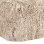 Zentique - 24" x 24" Tibetan Light Grey Lamb Fur Pouf