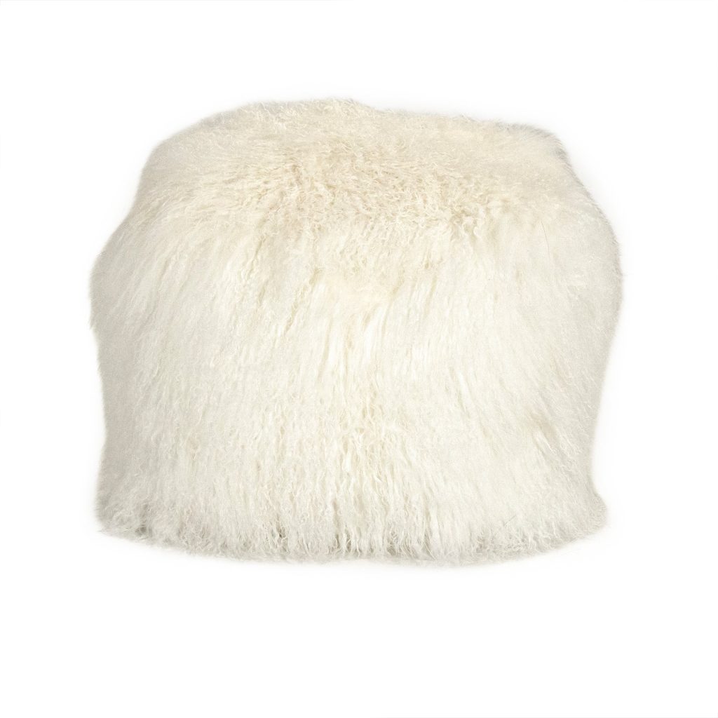 Zentique - 24" x 24" Tibetan White Lamb Fur Pouf