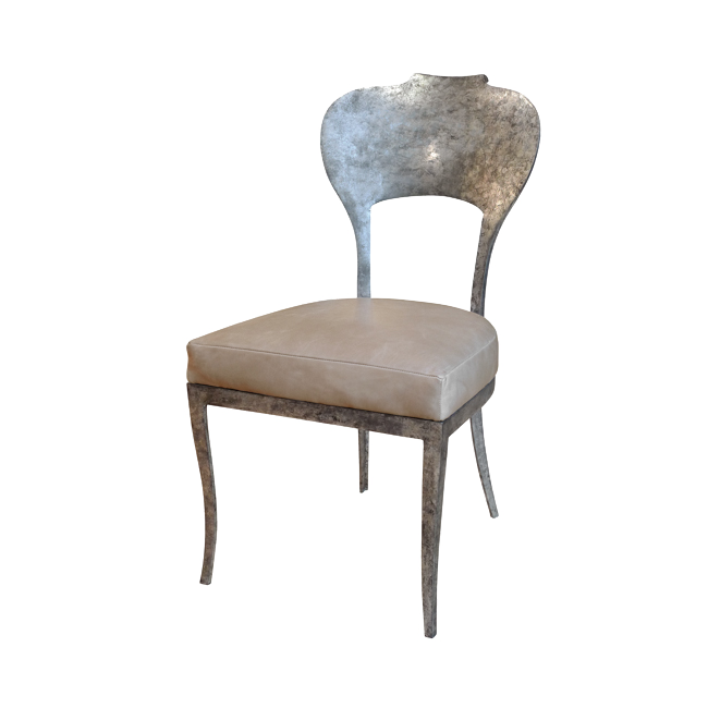 Oly Studio - Beverly Side Chair Antiqued Silver Bleu