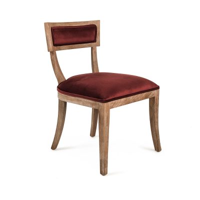 Zentique - Maroon Velvet Carvell Side Chair