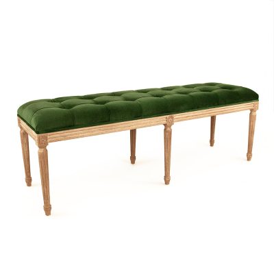 Zentique - Green Velvet Louis Tufted Bench