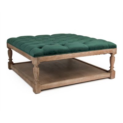 Zentique - Green Velvet Square Tufted Ottoman
