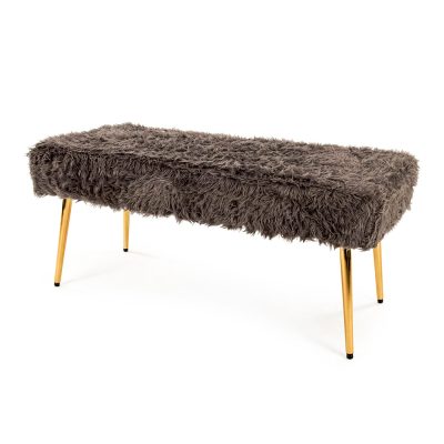 Zentique - Slate Grey Faux Fur Bench