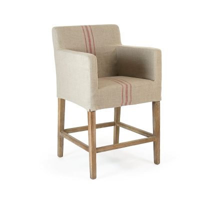Zentique - Avignon Slipcover Counter Stool Red Stripe