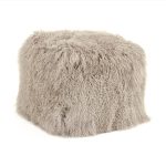 Zentique - 24" x 24" Tibetan Light Grey Lamb Fur Pouf