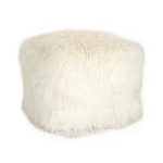 Zentique - 24" x 24" Tibetan White Lamb Fur Pouf
