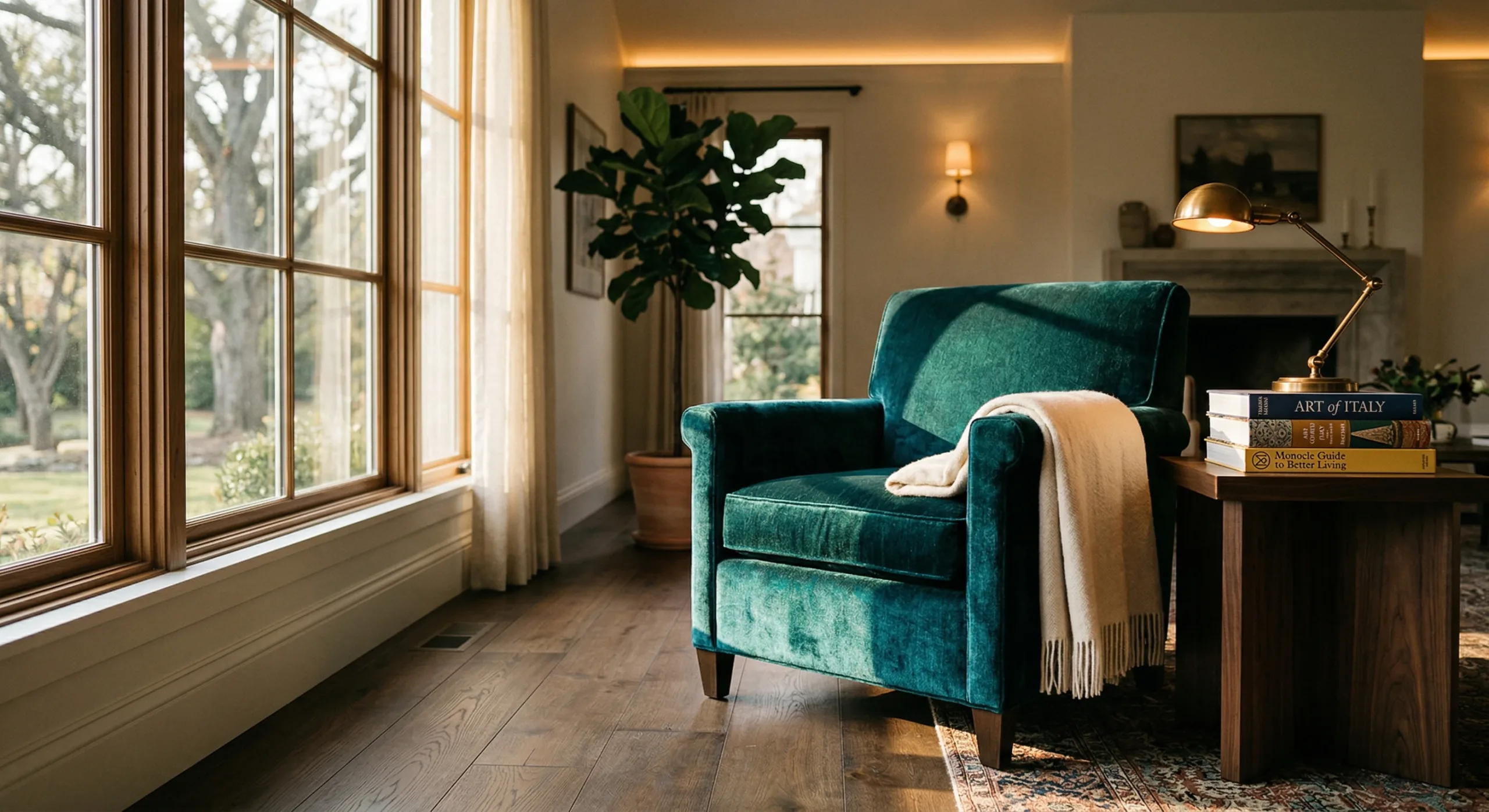 Mohair velvet armchair showcasing the fabrics natural luster